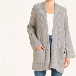 Topshop Light Gray Ribbed Cardigan